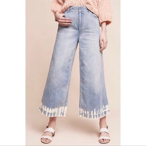 Anthropologie Pilcro Women's Wide Leg Culotte Jeans High Rise Bleached Hem 28